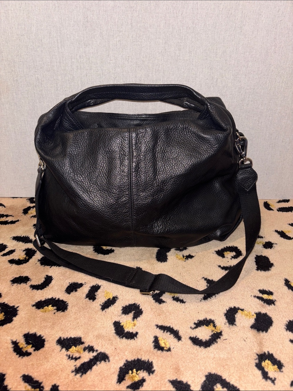 Furla Black Pebbled Leather Shoulder Bag with Detachable Strap - Picture 4 of 6
